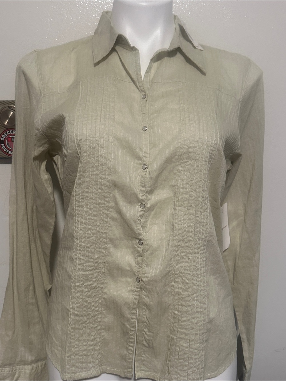 Women's Long-Sleeve Pintuck Blouse - Light Beige